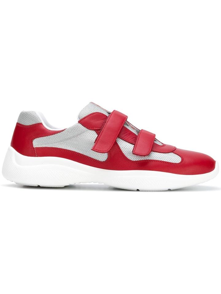 Prada Logo Touch Strap Sneakers - Red