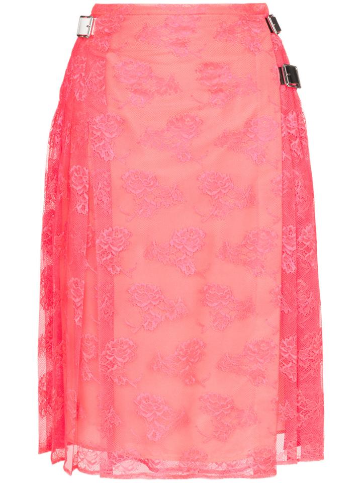 Christopher Kane Neon Pink Lace Kilt - Pink & Purple