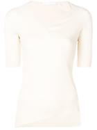 Helmut Lang Ribbed V-neck Top - Nude & Neutrals