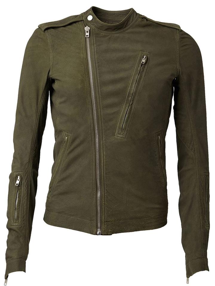 Rick Owens Band Collar Biker Jacket