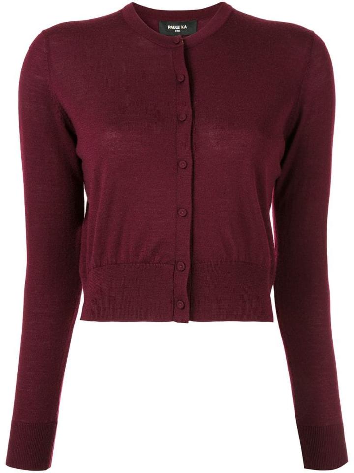 Paule Ka Round Neck Cardigan - Red