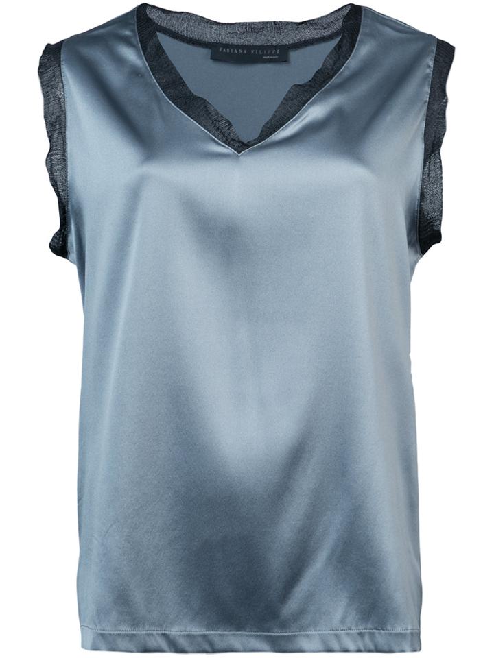 Fabiana Filippi Lace Trim Tank - Blue