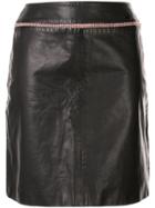 Chanel Pre-owned Tweed Detail Leather Skirt - Black
