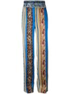 Etro - Printed Panel Palazzo Pants - Women - Silk - 42, Blue, Silk