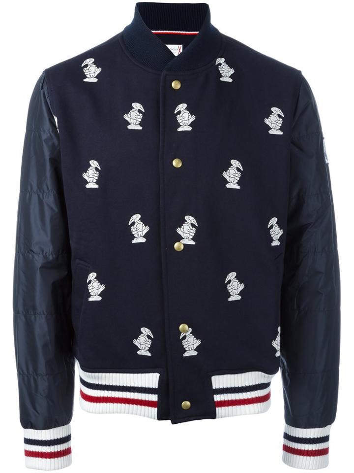 Moncler Gamme Bleu Duck Embroidered Bomber Jacket - Blue
