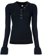Khaite - Flared Sleeve Ribbed Top - Women - Spandex/elastane/wool - M, Blue, Spandex/elastane/wool
