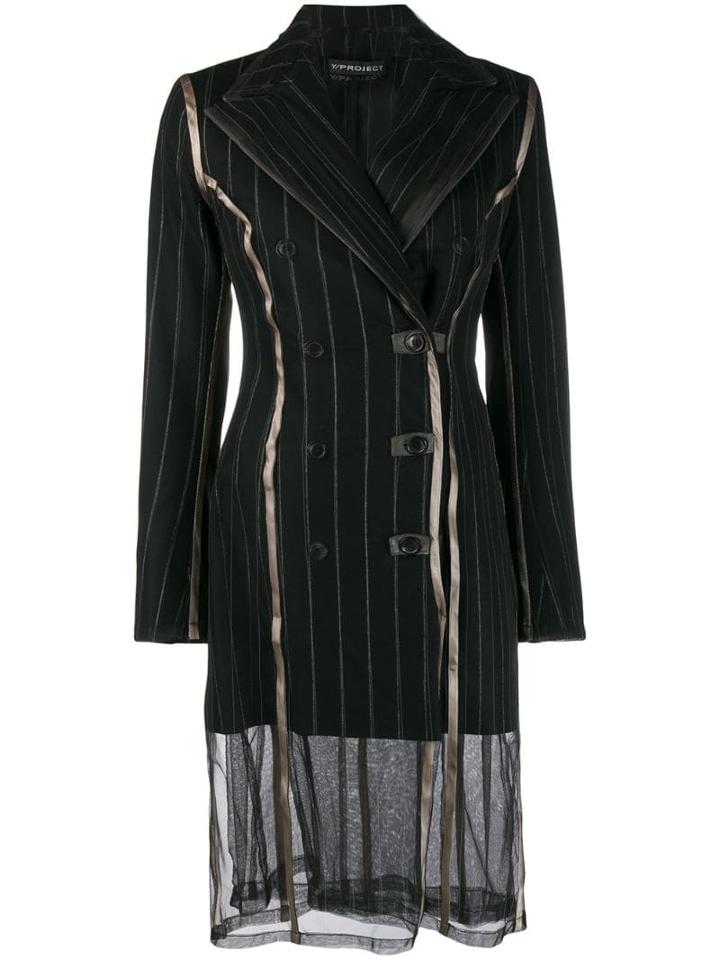 Y/project Pinstripe Double-breasted Coat - Black