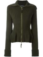 Alexander Mcqueen Knit Peplum Jacket, Women's, Size: Medium, Green, Wool