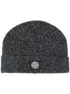 Stone Island Logo-patch Knit Beanie - Black