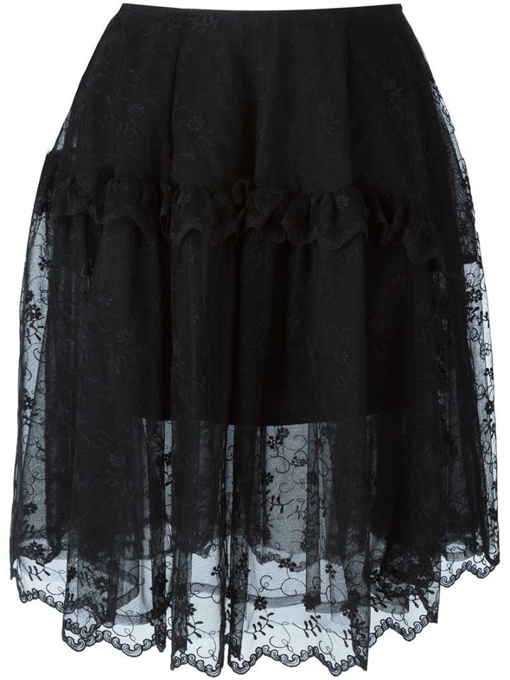 Simone Rocha Embroidered Tulle Skirt, Women's, Size: 10, Black, Cotton/nylon/polyamide/viscose