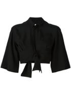 Facetasm Cropped Bow Shirt - Black