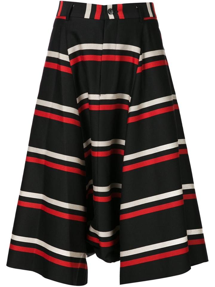 Comme Des Garçons Homme Plus Striped Gaucho Trousers, Men's, Size: Small, Black, Cotton/wool