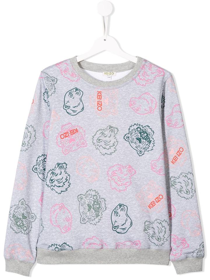 Kenzo Kids Teen Tiger Print Sweatshirt - Grey