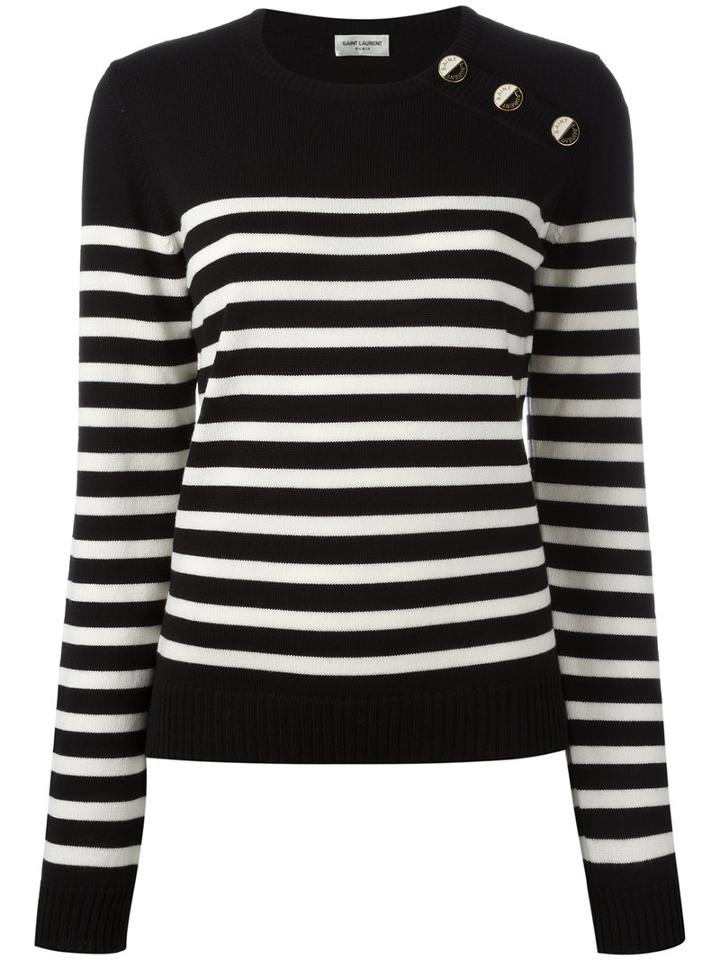 Saint Laurent Striped Sailor Jumper, Women's, Size: Medium, Blue, Wool