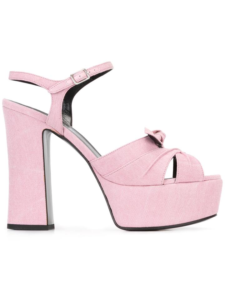 Saint Laurent Candy 80 Bow Sandals - Pink & Purple