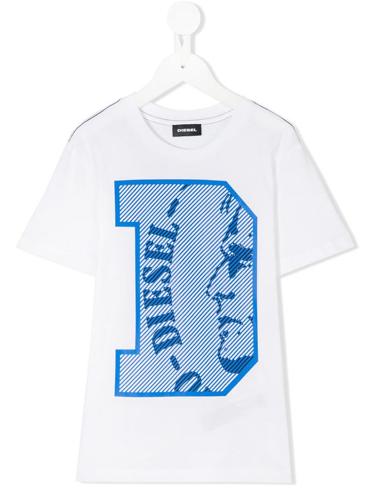 Diesel Kids - Branded T-shirt - Kids - Cotton - 4 Yrs, White