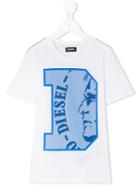 Diesel Kids - Branded T-shirt - Kids - Cotton - 4 Yrs, White