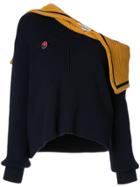 Monse Off-shoulder Sailor Knit Jumper - Blue