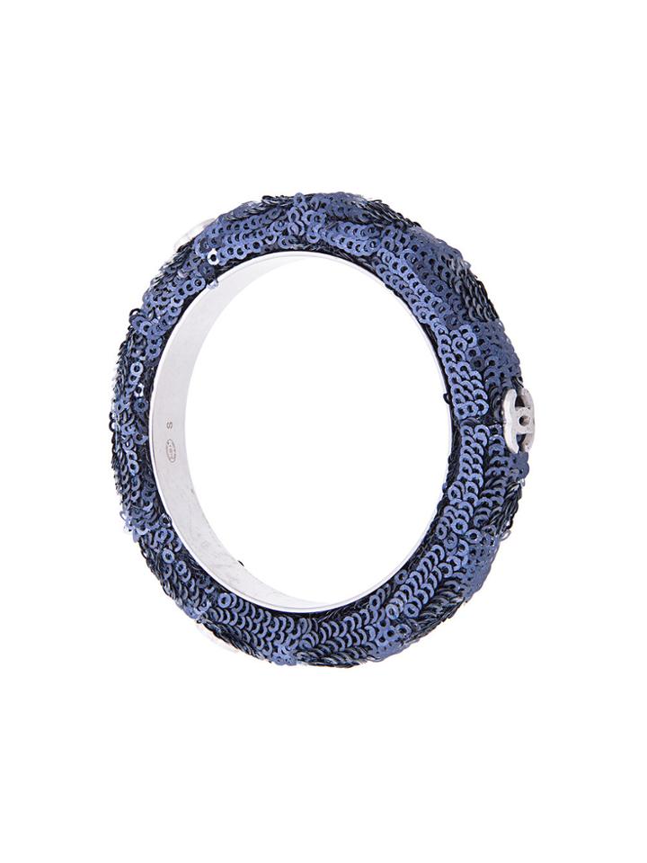 Chanel Vintage Logo Spangle Bangle - Blue
