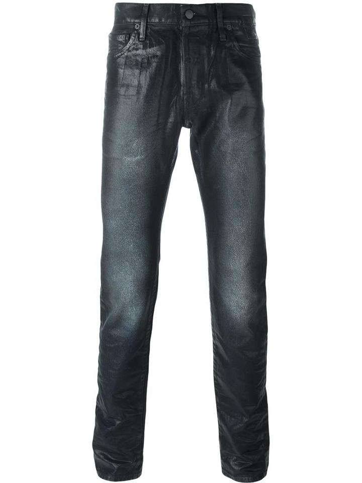 Htc Hollywood Trading Company Coated Slim-fit Jeans, Men's, Size: 30, Black, Cotton
