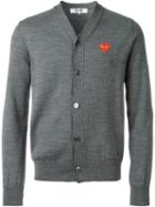 Comme Des Garçons Play - Embroidered Heart Cardigan - Men - Wool - S, Grey, Wool