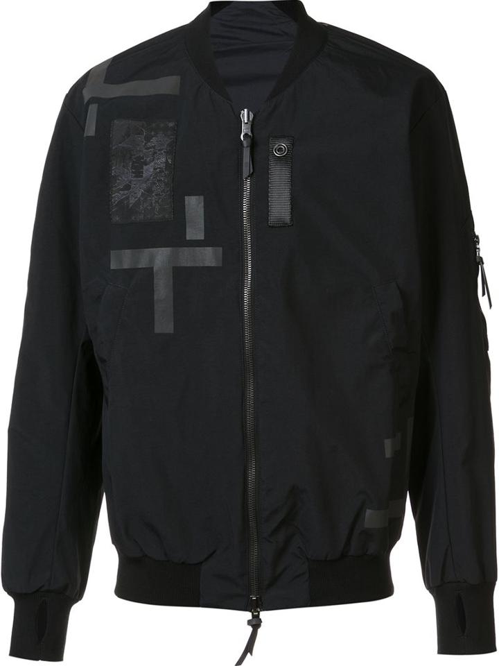 11 By Boris Bidjan Saberi Patchwork Bomber Jacket, Men's, Size: Large, Black, Polyester/polyester Taffeta/polyimide