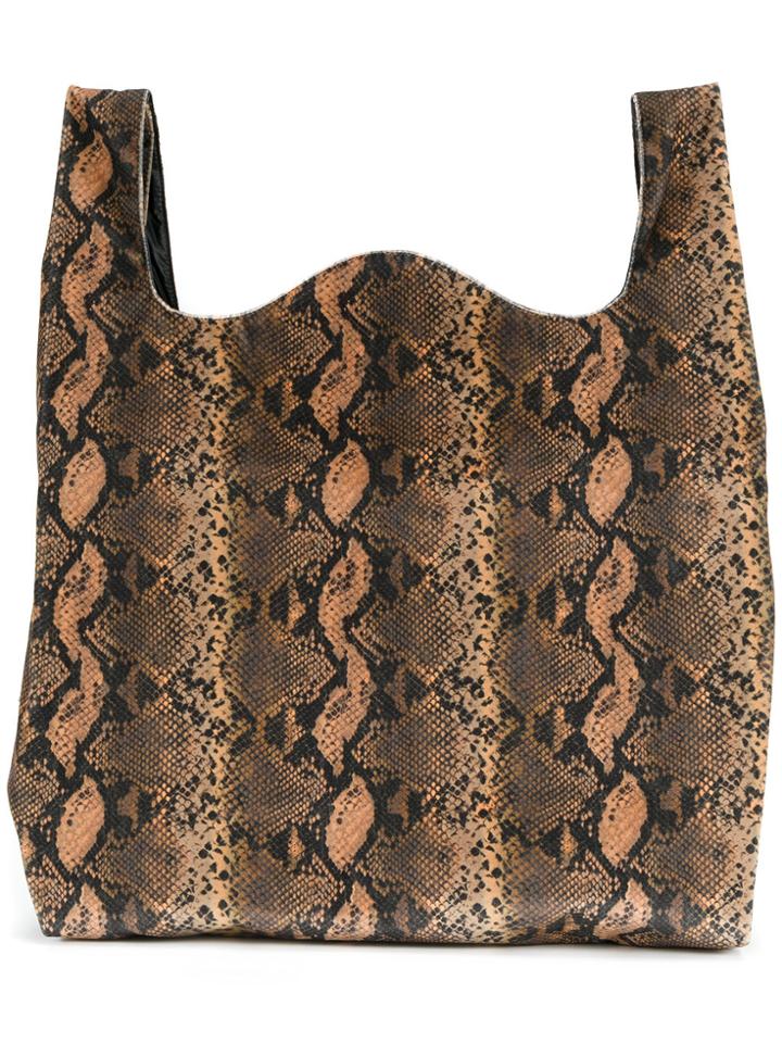 Mm6 Maison Margiela Snakeskin Effect Tote - Brown