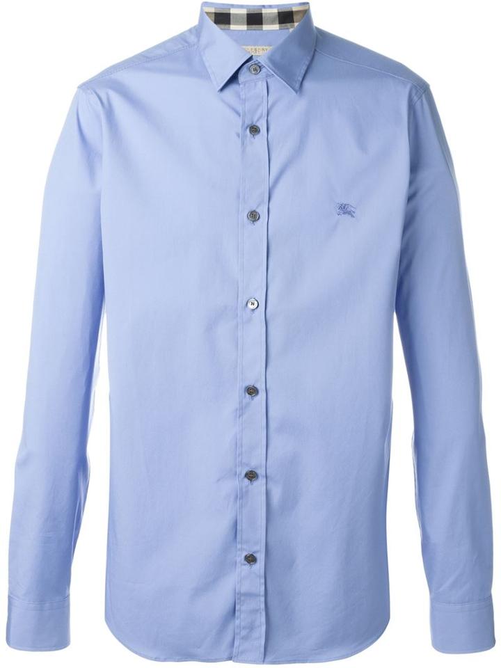 Burberry Brit Classic Shirt, Men's, Size: L, Blue, Cotton/spandex/elastane