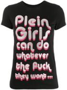 Philipp Plein Embellished Slogan Print T-shirt - Black