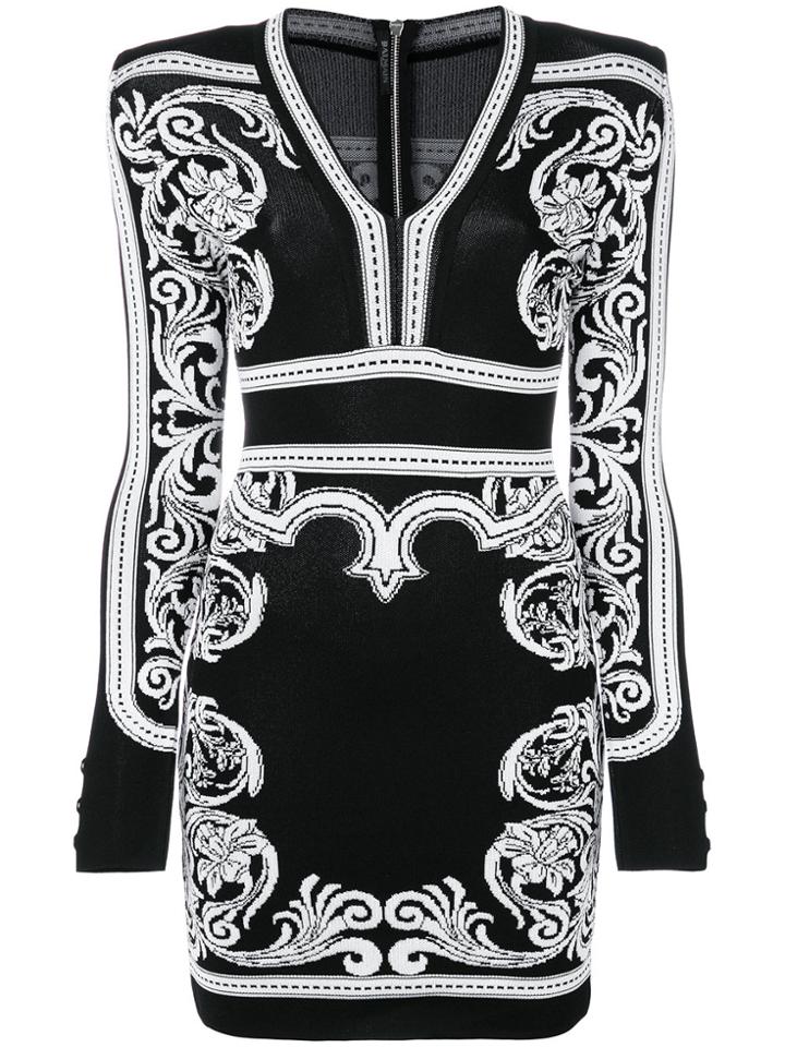 Balmain Short Baroque Dress - Black