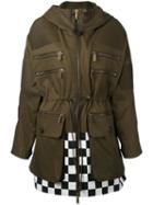 Dsquared2 - Checkered Detail Parka - Women - Cotton - 40, Green, Cotton
