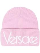 Versace Logo Knit Beanie - Pink