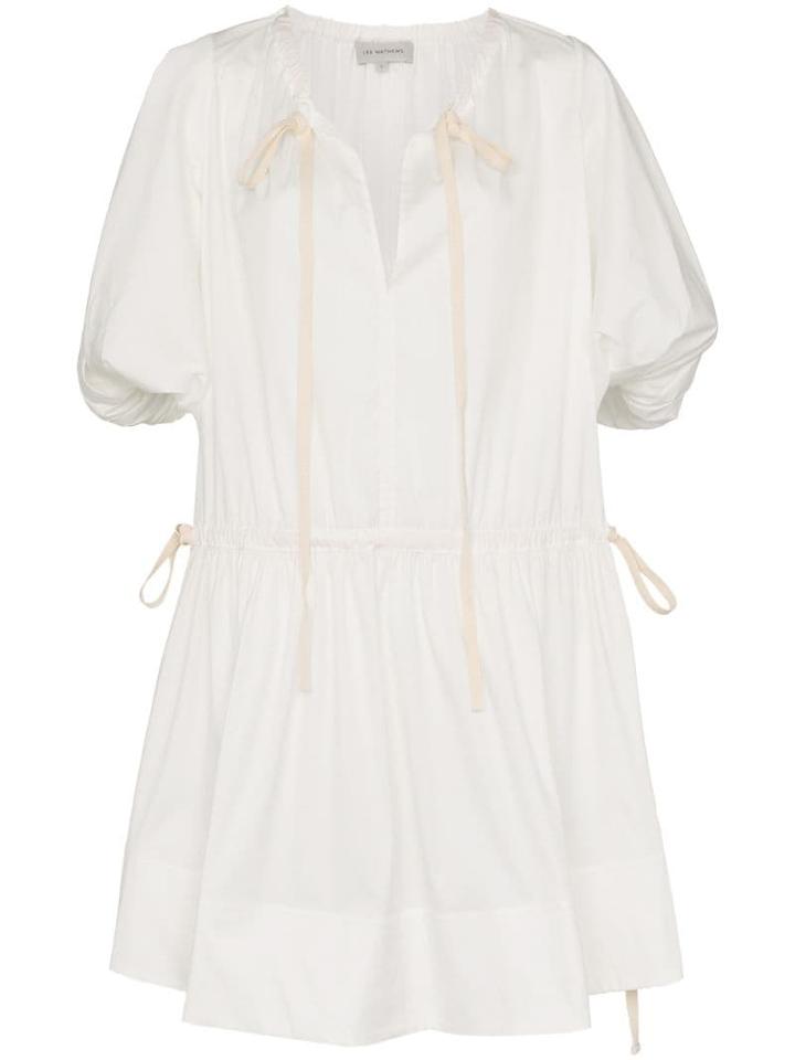 Lee Mathews Elise V Neck Tunic Mini Dress - White