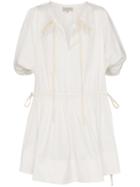 Lee Mathews Elise V Neck Tunic Mini Dress - White