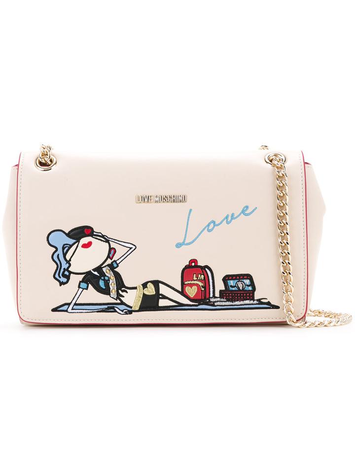 Doll Embroidery Shoulder Bag - Women - Polyurethane - One Size, White, Polyurethane, Love Moschino