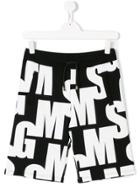 Msgm Kids Logo Printed Shorts - Black