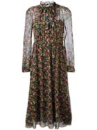 Red Valentino Floral Print Long Dress, Women's, Size: 44, Silk/polyester