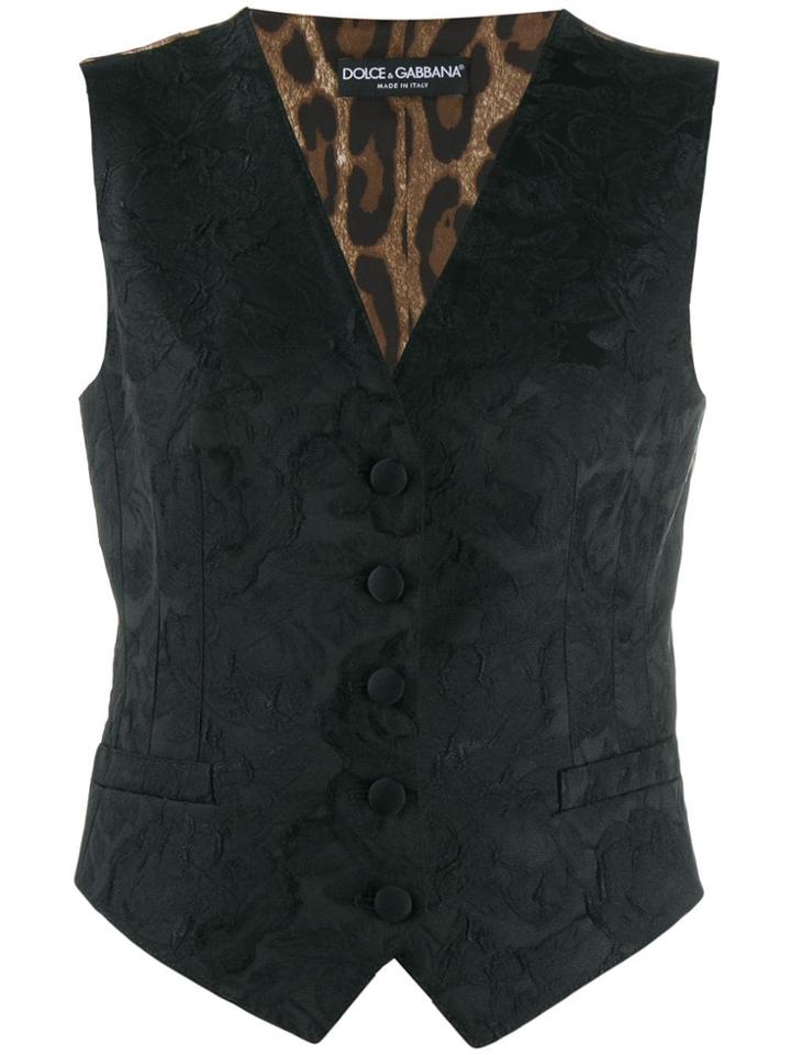 Dolce & Gabbana Floral Embroidered Waistcoat - Black