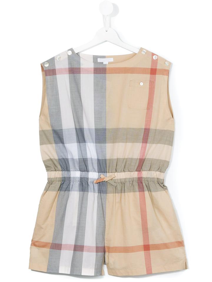 Burberry Kids - Teen House Check Playsuit - Kids - Cotton - 14 Yrs, Girl's, Nude/neutrals