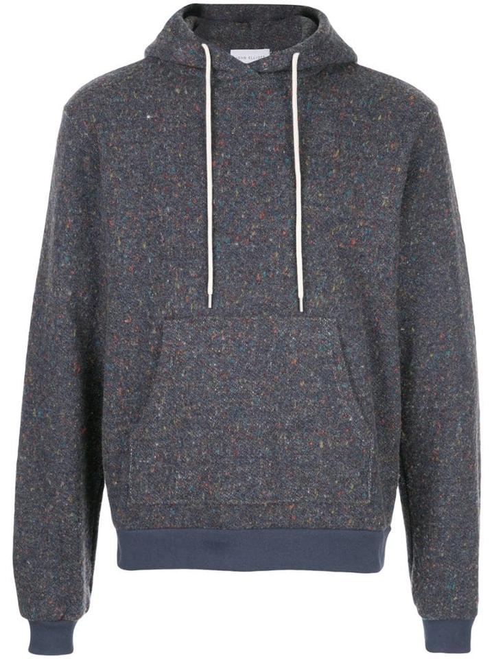 John Elliott Long Sleeve Knit Hoodie - Blue