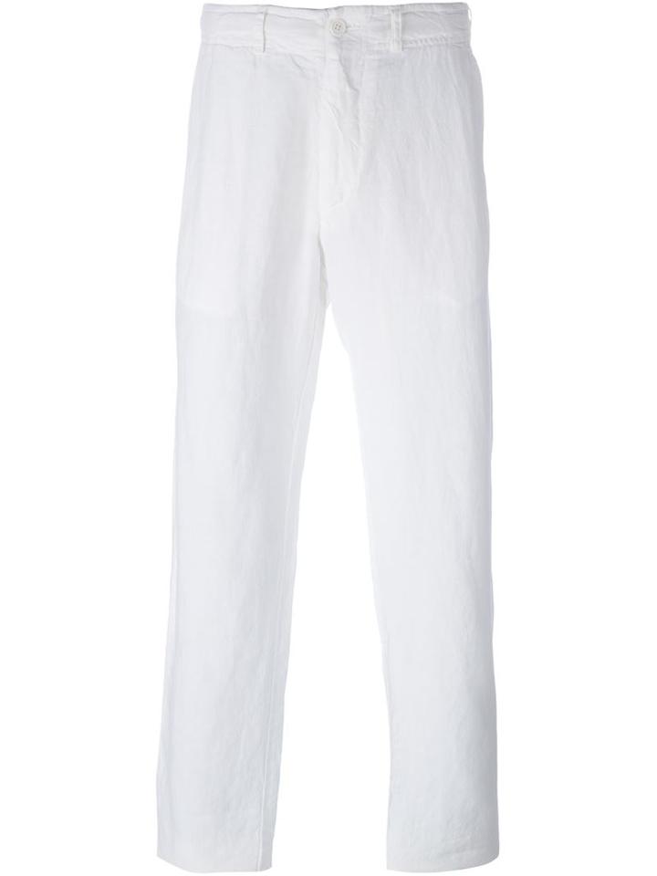 Corneliani Straight Leg Trousers, Men's, Size: 54, White, Linen/flax/cotton