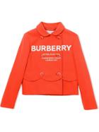Burberry Kids Teen Logo Print Crepe Jersey Double-breasted Jacket -