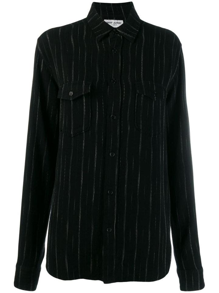 Saint Laurent Pinstripes Shirt - Black