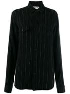 Saint Laurent Pinstripes Shirt - Black