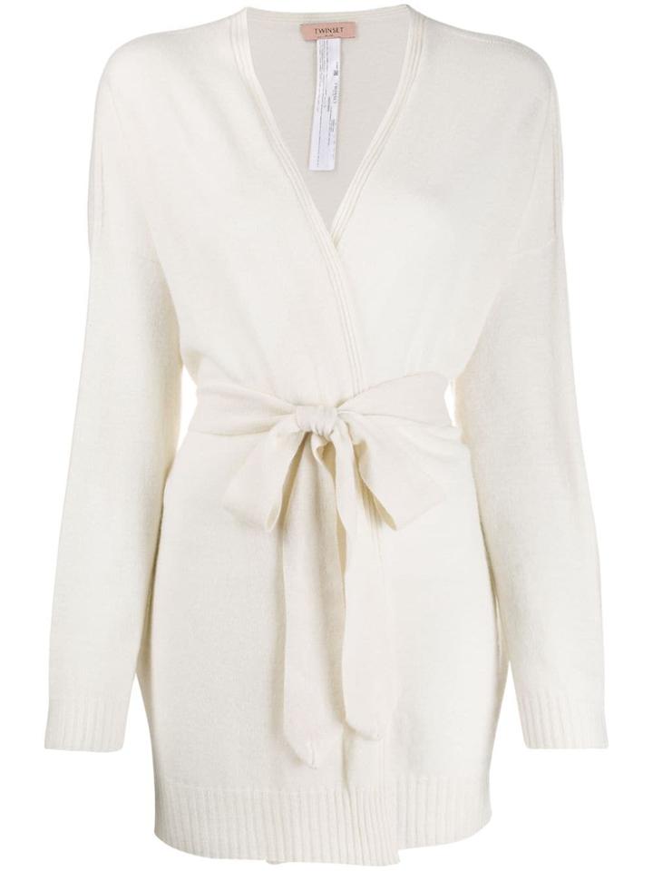Twin-set Belted Wrap Cardigan - Neutrals