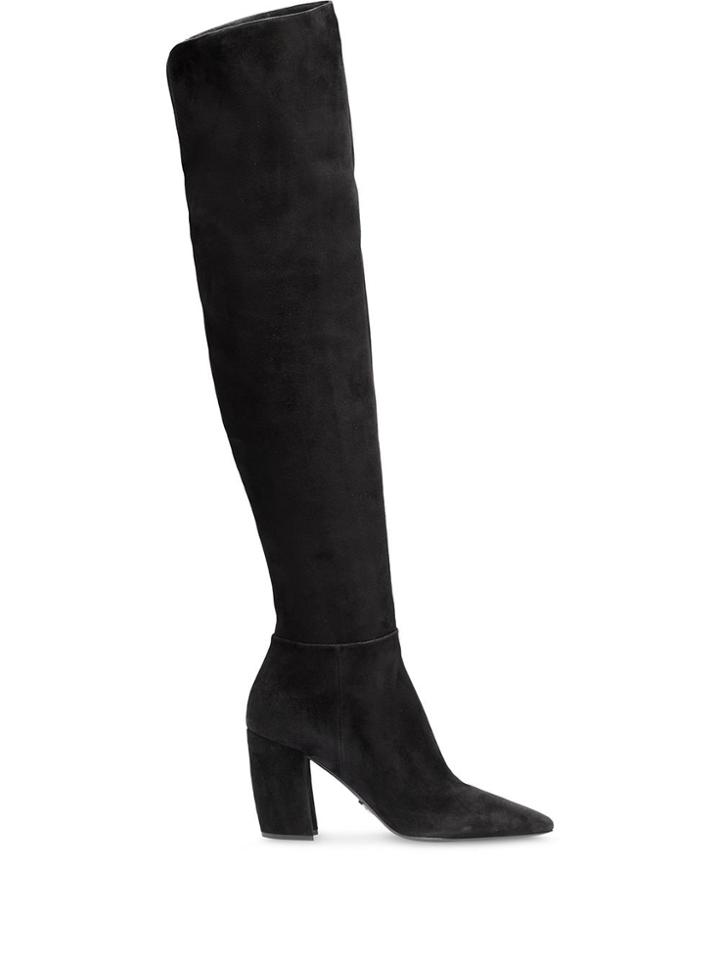 Prada Suede Knee-high Boots - Black