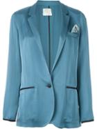 Forte Forte Trimmed Satin Jacket, Women's, Size: 1, Blue, Viscose/acetate/polyester/silk