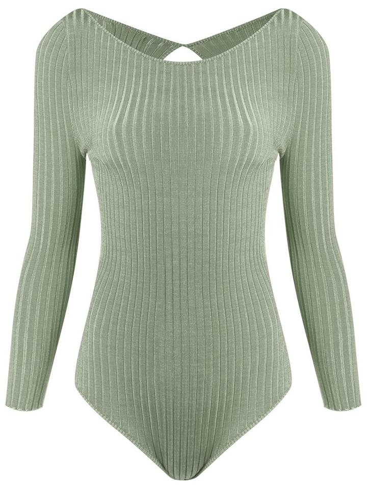 Andrea Bogosian Ribbed Bodysuit, Women's, Size: P, Green, Polyamide/viscose