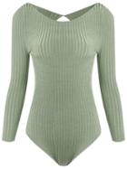 Andrea Bogosian Ribbed Bodysuit, Women's, Size: P, Green, Polyamide/viscose