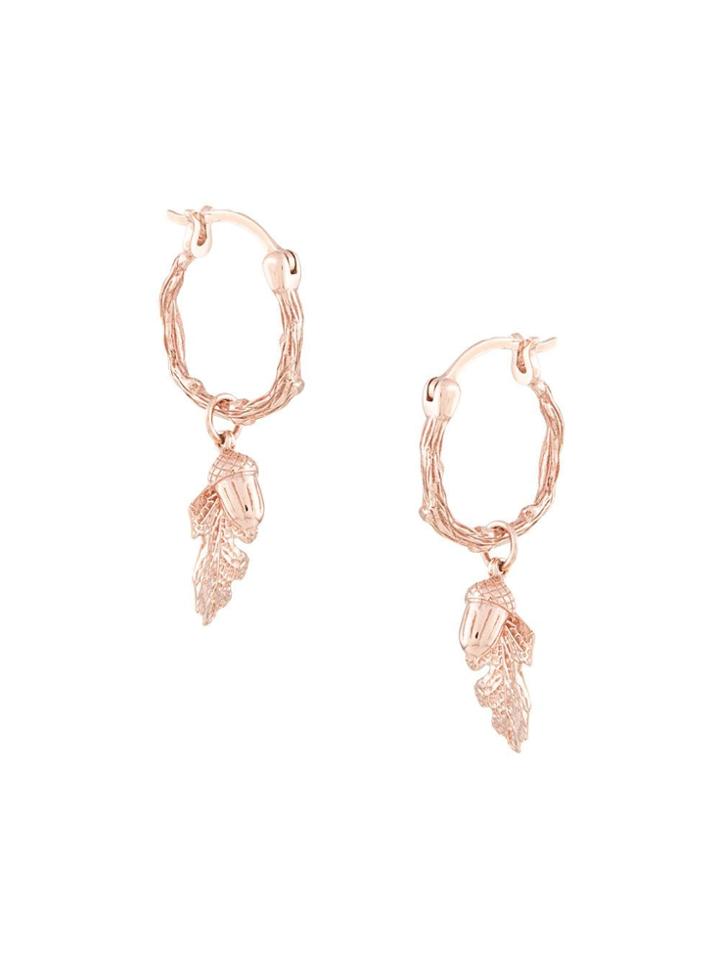 Karen Walker Acorn & Leaf Mini Hoop Earrings - Metallic